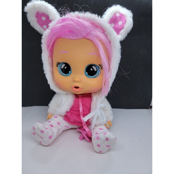 Cry Babies Other - Cry Babies Dressy Coney Interactive Baby Doll Pink Hair Bunny Themed Hoodie